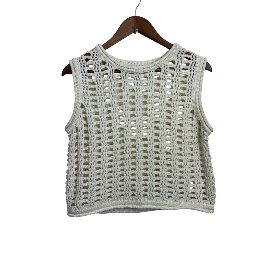 Pink Lilly Women's Cream Sleeveless Knit Top Spring Summer Festival Medium